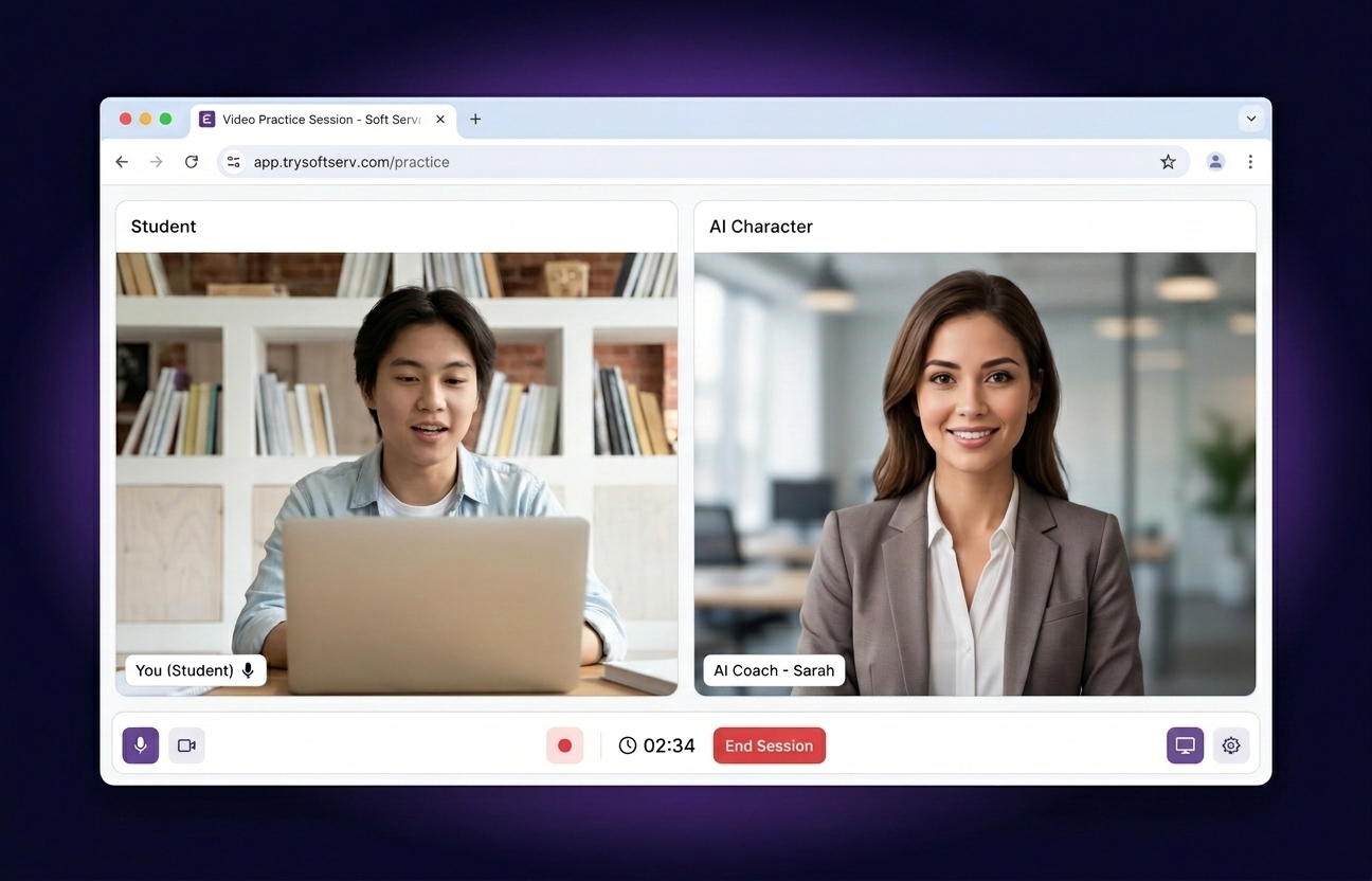 Soft Serv practice session interface